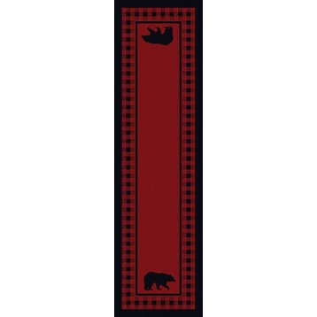 Bear Refuge Rug, Red, 2'x8', Runner