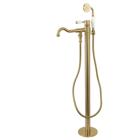 KS7137DPL Freestanding Tub Faucet With Hand Shower, Brushed Brass