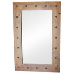 My Barnwood Frames - Santa Fe Stained Alder Wood Mirror With Tacks, 30"x42" - This beautifully-crafted rustic wood mirror features a natural alderwood frame with and Early American Stain and finished with a light glaze that highlights the texture and color tones. This rustic mirror works especially well in Western Decor settings as the large metal tacks add country charm to the frame of the mirror. However, it also compliments industrial design styles. We find that the metal tacks resemble rivets often found trimming leather sofas. No matter how you choose to use this mirror, it will become a focal point in your space. D-ring hanging hardware is included with each mirror allowing you to decide whether to hang it horizontally or vertically. Frame width is 3.5 inches, depth is .75 inch. Natural alder wood. Early American Stain and Light Glaze