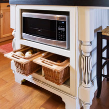 microwave on shelf