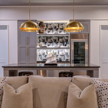 Raleigh NC Interior Design — Luxury Entertainment Suite with Home Bar & Theater