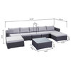 GDF Studio Tom Rosa 5 Seater Wicker Sectional Sofa Set With Cushions, Gray/Silver