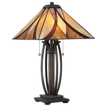 Geometric 2 Light Tiffany Table Lamp - Table Lamps - 71-BEL-802937 - Bailey