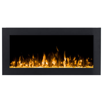 36 inch Black Recessed Electric Fireplace with Crystals - INTU 36" | Ignis