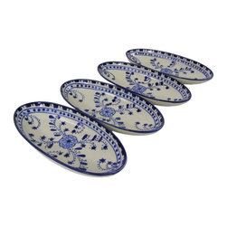 Le Souk Ceramique - Small Stoneware Oval Platters, Set of 4, Azoura Design - Serving And Salad Bowls