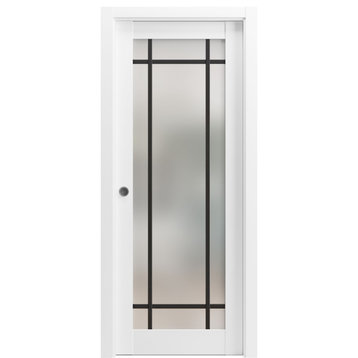 French Pocket Door 36 x 80 | Planum 2112 White Silk  | Kit Trims Rail