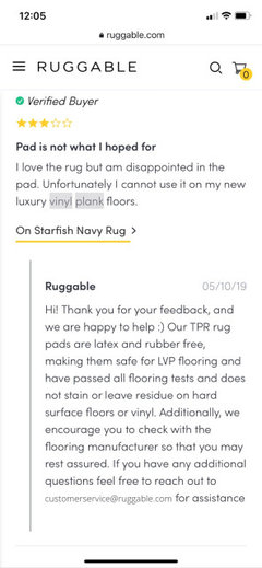 RUGPADUSA - Vinyl Lock - 8' Square - 1/8 Thick - Felt and EVA - Durable  Non-Slip Rug Pad - Safe for vinyl, luxury vinyl plank (LVP) flooring