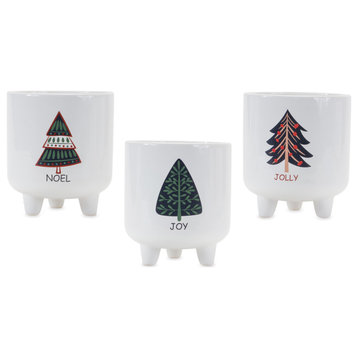 Footed Pine Tree Planter, Set of 3