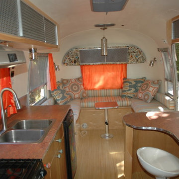 Modern Kitchen Galley Inside A 1967 Vintage Airstream International