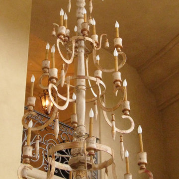 Tiered Carved Wood Chandelier