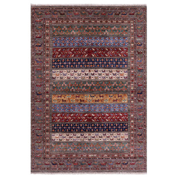 Tribal Persian Gabbeh Hand Knotted Rug 6' 11" X 9' 9" Q10446