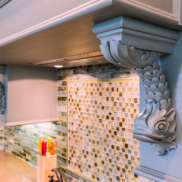 This kitchen really plays up color and design