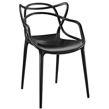 Hawthorne Collections 18" Modern Plastic Dining Arm Chair in Black