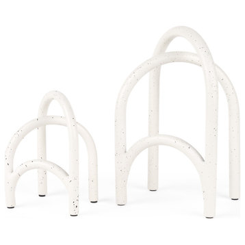 Springe White and Gray Speckled Arch Decorative Object, Set of 2