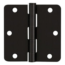 Door Corner - Door Hinge, 3-1/2" With 1/4" Radius Corners, Matte Black - Hinges