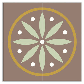 6"x6" Organic Origins Satin Decorative Tile, Long Leaf, Set of 4