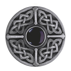 Inviting Home Inc. - Celtic Knob, Antique-Style Pewter With Onyx - Cabinet And Drawer Knobs