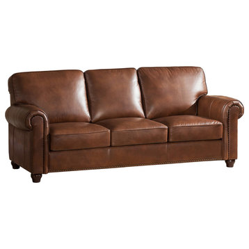 Barbara Leather Craft Sofa, Brown