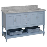 Kitchen Bath Collection - Beverly 60" Bath Vanity, Powder Blue, Carrara Marble, Double Vanity - The Beverly: timeless and functional.