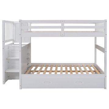Gewnee Full over Full Bunk Bed with Twin Size Trundle in White