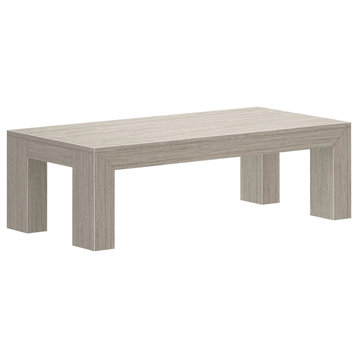 Modern Coffee Table, Pine Frame With Straight Legs & Rectangle Top, Seashell/48"