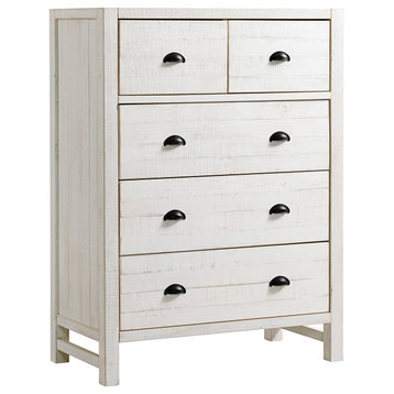 Alaterre Furniture Windsor 5-Drawer Chest of Drawers - Driftwood White