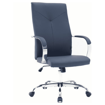 LeisureMod Sonora High-Back Adjustable Leather Conference Chair, Navy Blue