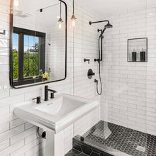 Shower - Dark Floor/Light Walls