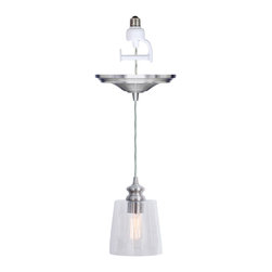 Clear glass shade with traditional lampcup in brush nickel finish. - Pendant Lighting