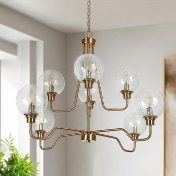 LNC Modern Contemporary 8-Light Gold Chandelier With Globe Glass