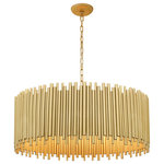 Light Citizen - Magda Large Drum Pendant Satin Gold, 31"W - Individual iron rods are welded together and finished with satin gold to create this striking eight-light large drum pendant. Perfect for space you need a statement piece - dining room, bedroom, living room or entry. Also available in Black.