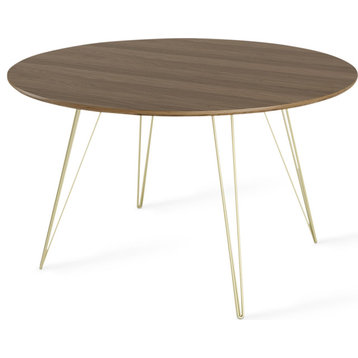 Williams Round Dining Table - Brassy Gold, Large, Walnut