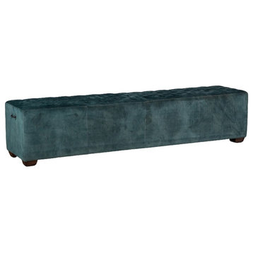 World Interiors Arabella Velvet Upholstered Large Bench in Sage Green