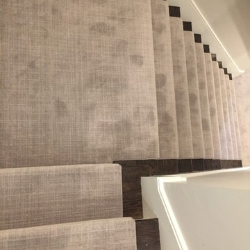 Beige Stair Runner with Stitched Pattern