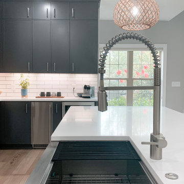 Kitchen Remodel with Modern Textured Cabinetry in Pepper and Raw Cotton