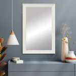 Frame My Mirror - Blanco White Framed Wall Mirror, 28" X 54" - Like the edges of an old Polaroid picture, the frame of the Blanco framed mirror adds a pop of white to draw attention to your custom mirror. The edges are aged in color, giving this frame a bit of an antique feel. The frame is tall along the outside edge, and it slopes gently down to the inner edge, which is beveled for added depth.