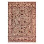 Bareens Designer Rugs - Abassi Afsha Pak Persian Liane Green/Beige Wool Rug 8'1'' x 10'4'' - Designed with mesmerizing intricacy and gorgeous color palette, this hand-knotted masterpiece demonstrates the beauty and electrifying thrill of Pak Persian art. These meticulously hand-knotted Pak-Persian rug is made with pure wool and features breathtaking traditional, transitional, and tribal designs in bold luxurious color pallets. Known for their intricate designs these rugs are a reproduction of Persian rugs, made in Pakistan with unique Mughal designs. Made by master weavers using the same Persian texture, design and dying technique, we wanted to produce the most significant manifestation of Persian art, life, and culture. This rug is most famous for its exceptional quality, incredible designs, patterns, and vibrant rich color. Pak-Persian rugs made with Persian weave with high knot counts, which enables the high intricacy and detail found in the patterns are also referred to as "State of art", each color adds a rich beautiful detail in the artwork of this rug. The design, color, and beautiful chromatic composition with a vibrant sheen with intricate designs, exude beauty, elegance, and quality make this rug a masterpiece of its own.