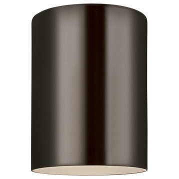 Outdoor Cylinder 1-Light Outdoor Ceiling Flush Mount, Bronze