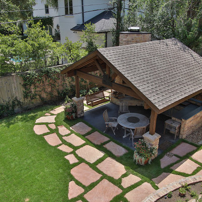 Home design - large rustic home design idea in Houston
