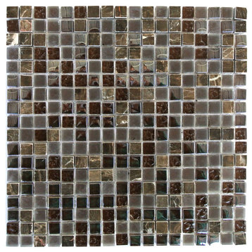 Quartz 0.625 in x 0.625 in Glass and Stone Square Mosaic in Cioccolato