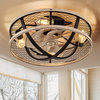 5 Light Industrial Cage Ceiling Fan With Light Remote Control Farmhouse Ceiling