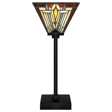 Luna 1-Light Table Lamp, Matte Black/Square Santa Cruz Art