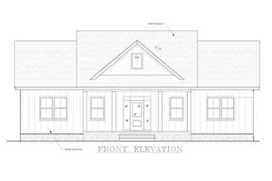 Gray one-story concrete fiberboard and board and batten house exterior idea in Charlotte with a shingle roof and a black roof