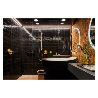 Moody Bathroom With Japanese Soaking Tub - Eclectic - Bathroom ...