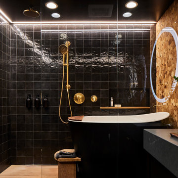 Moody Bathroom With Japanese Soaking Tub