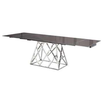 Twist Dining Table Base With Gray Glass Top