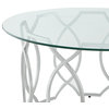 Nicole Miller Aziz Coffee Table, Round Clear-Glass Top/Metal Frame, Silver