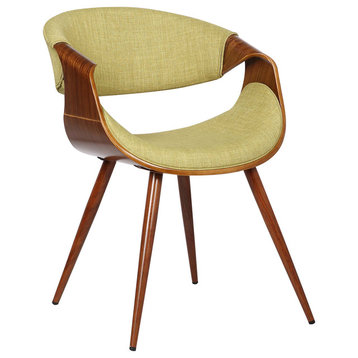 Jerrod Dining Chair, Walnut Finish and Green Fabric
