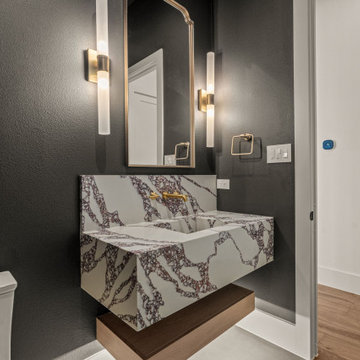 Custom Pental Quartz Floating Vanity with Vein Matching | Argyle, TX
