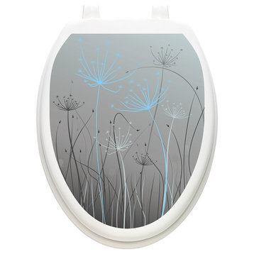Thistles Toilet Tattoos Seat Cover, Vinyl Lid Decal, Bathroom Décor, Elongated